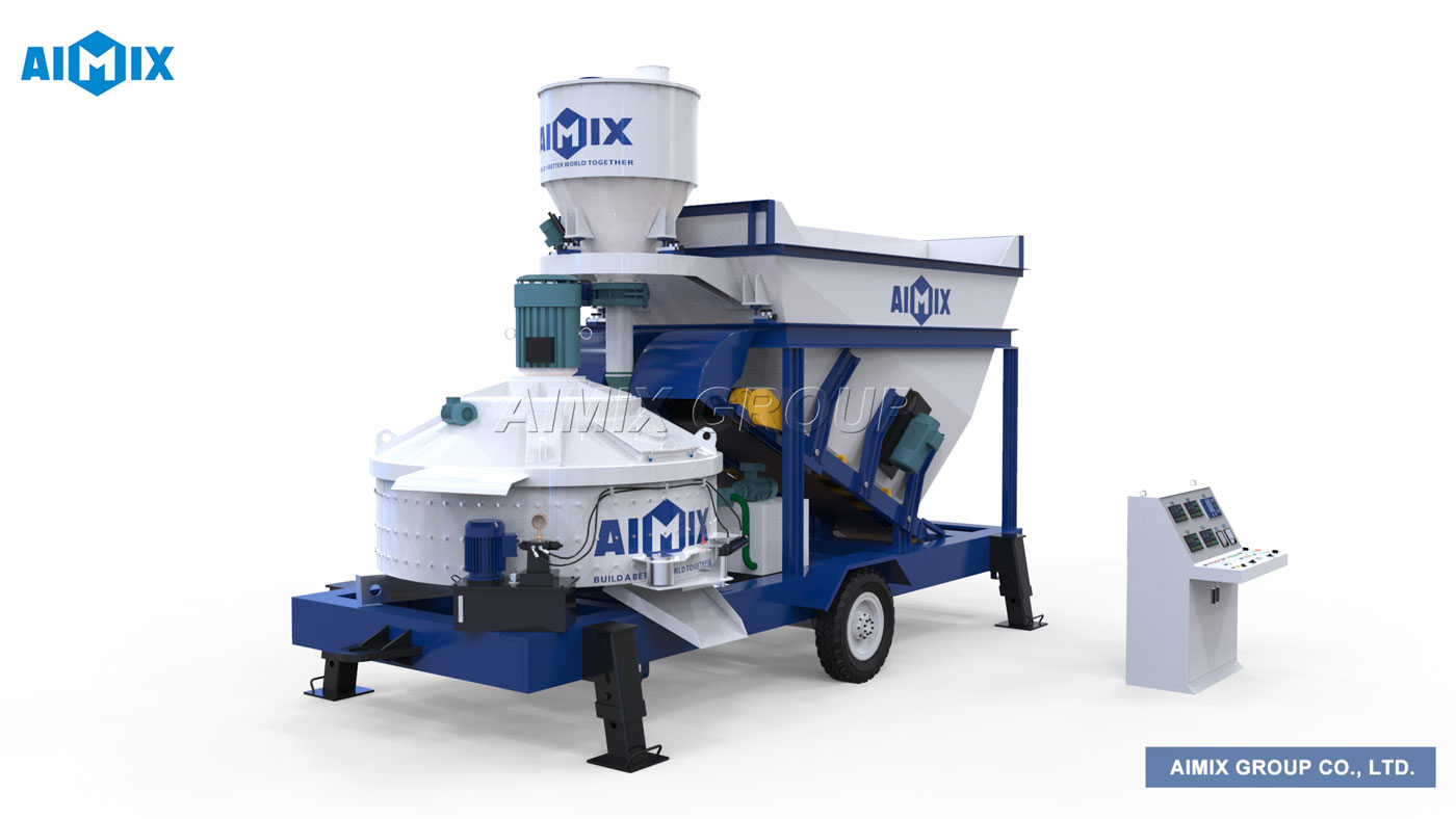 AJL-25 vertical shaft mixer mobile concrete batching plant