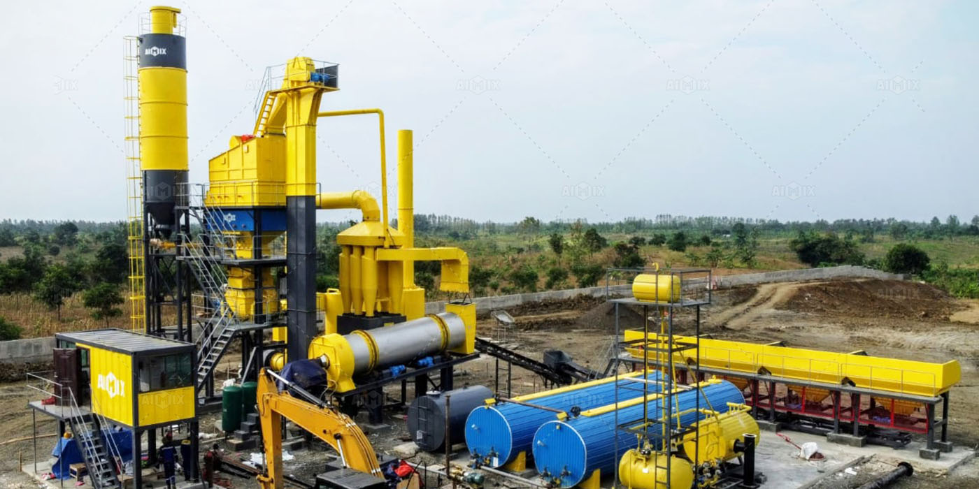 ALQ100 stationary asphalt batch plant for producing asphalt aggregate in Indonesia